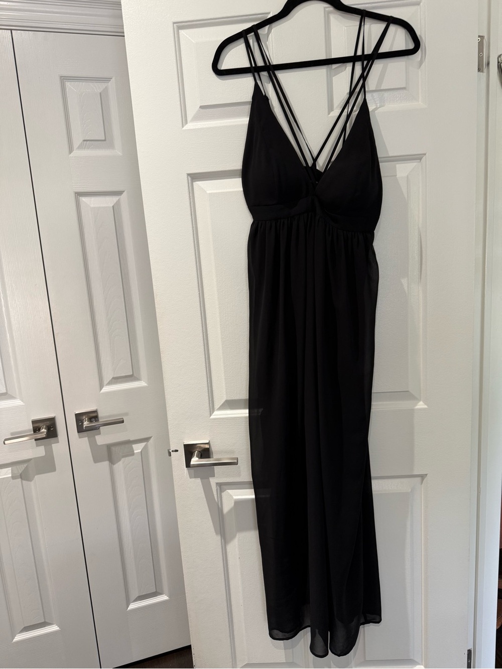 HYFVE Black Strappy Maxi Dress with Crisscross Back